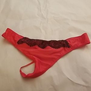 Red and black victoria's secret v-string thong